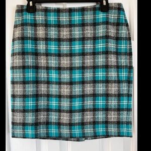 New! Talbots Plaid Wool Blend Skirt